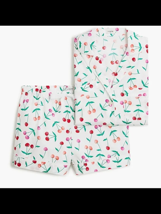 J. Crew Other - NWT J. Crew Cherry-Print Pajama Set in White with Red & Pink Cherries XS